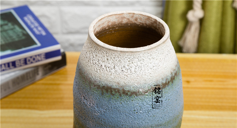 批发陶瓷泡泡釉花瓶 气泡釉三件套摆件 泡沫釉花器 家居装饰品