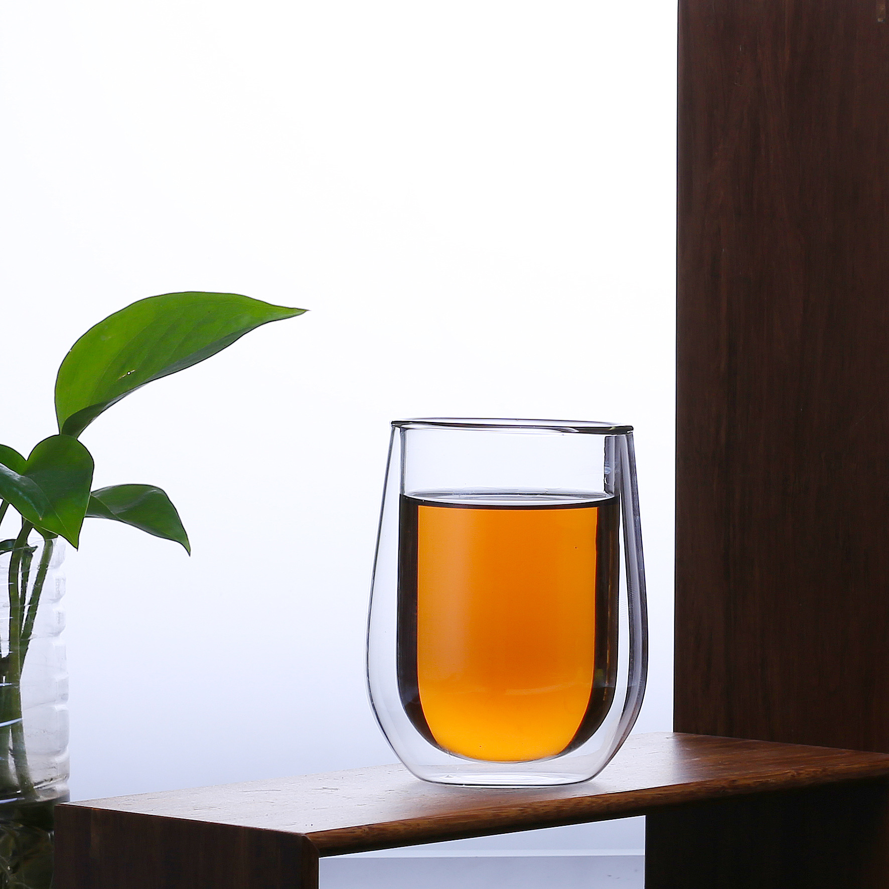 【特价带logo尾货】双层隔热透明玻璃杯创意咖啡杯果汁杯饮料杯子