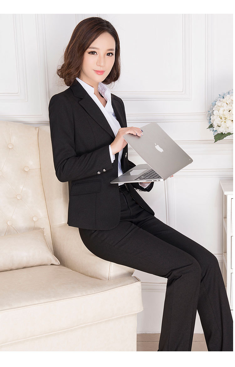 高端免烫职业装女套装商务西服正装两件套工作服白领修身气质亚麻
