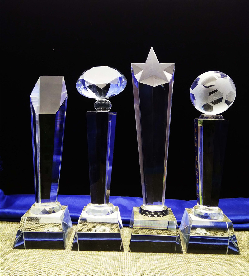 定制纹绣围棋信鸽足球篮球跳舞水晶奖杯年会比赛奖杯 工艺奖品