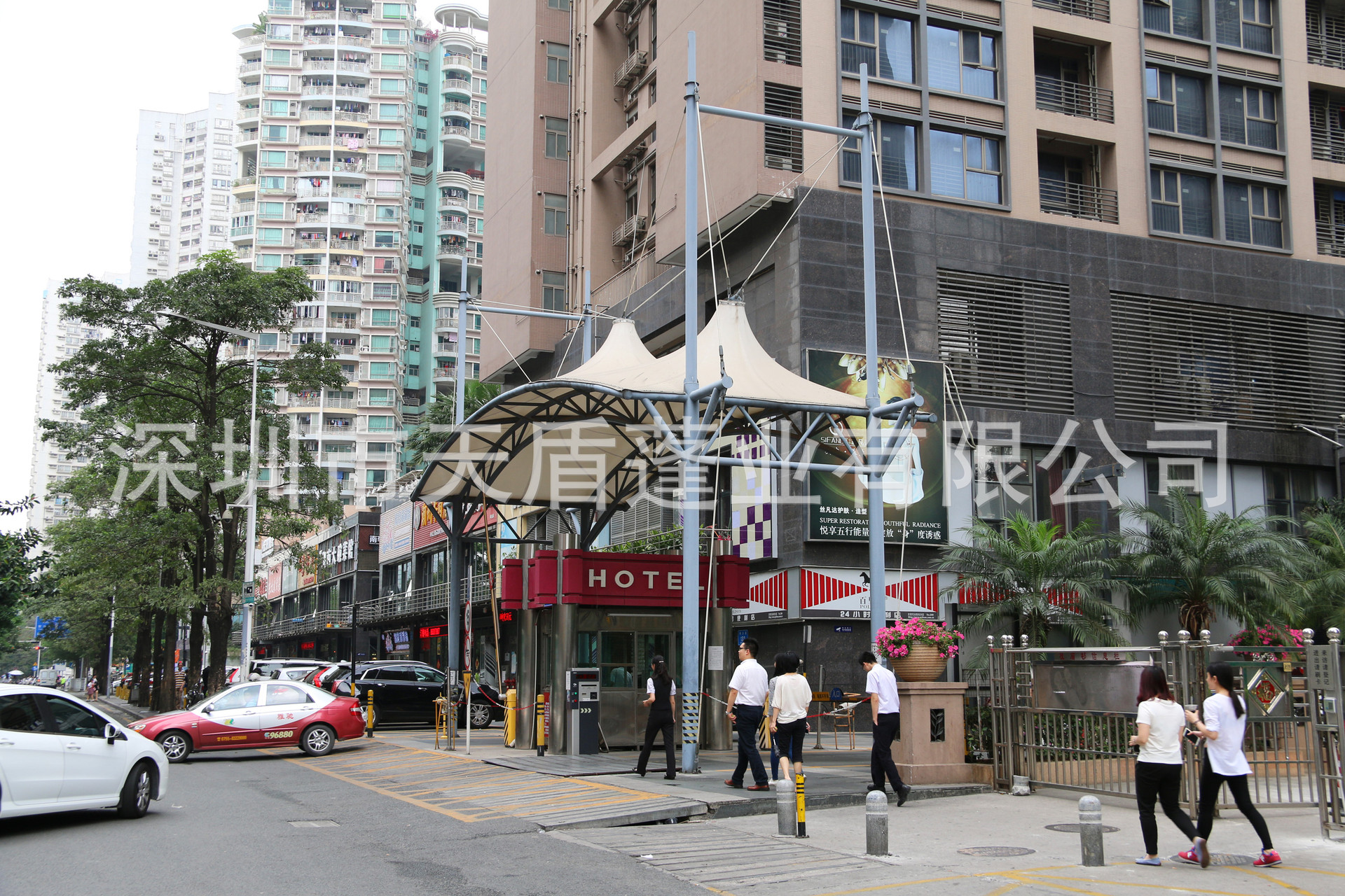 造型美观时尚岗亭出入口膜结构帽口停车雨篷 保安亭膜结构停车棚