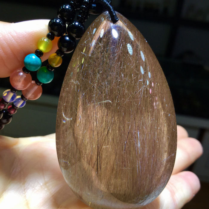 东海水晶天然红发晶顺发晶水滴 滴水型 吊坠