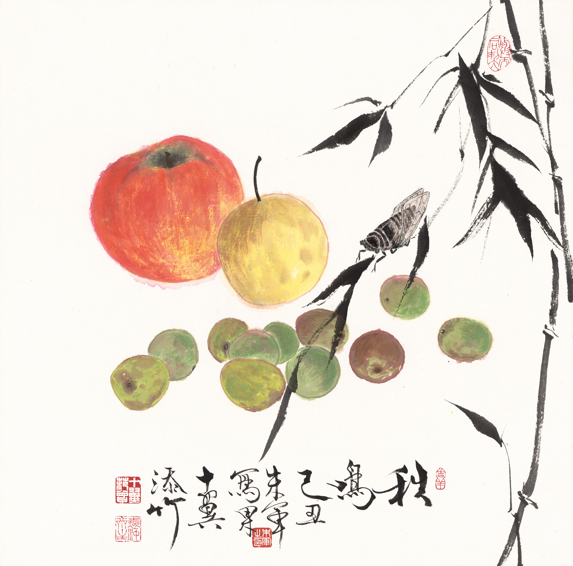 朱军《瓜果册页》十二开 高仿真复制宣纸国画 家居酒店装饰画