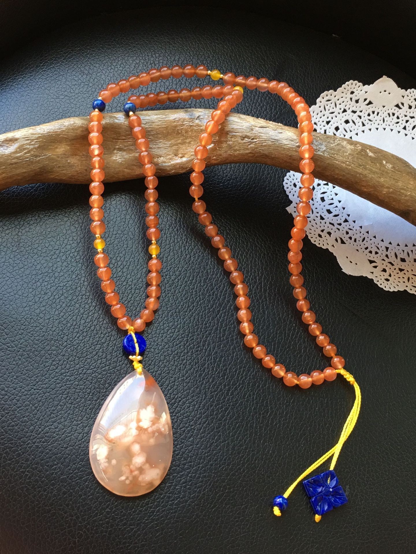 双木林珠宝 厂家批发天然南红玛瑙毛衣链diy银配饰项链支持定制