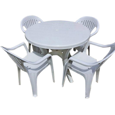 【昶泰】厂家批发户外烧烤白色塑料餐椅沙滩大排档桌椅定制圆桌椅