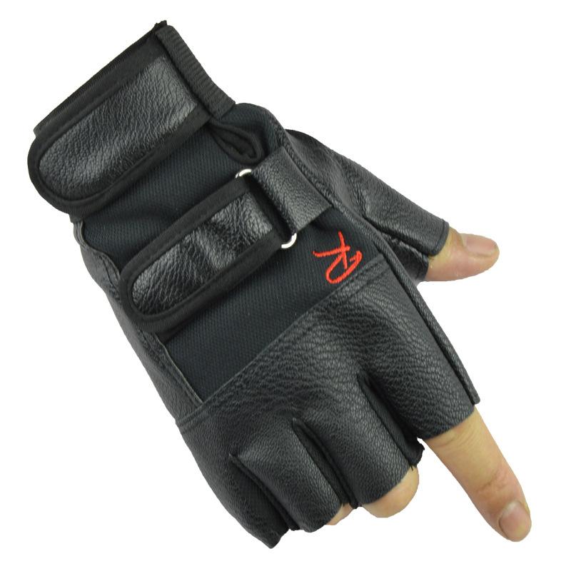 Bulk Spot Supply Men's Imitation Leather Sports Half Finger Gloves Wear-Resistant Non-Slip Fitness Cycling Outdoor Gloves