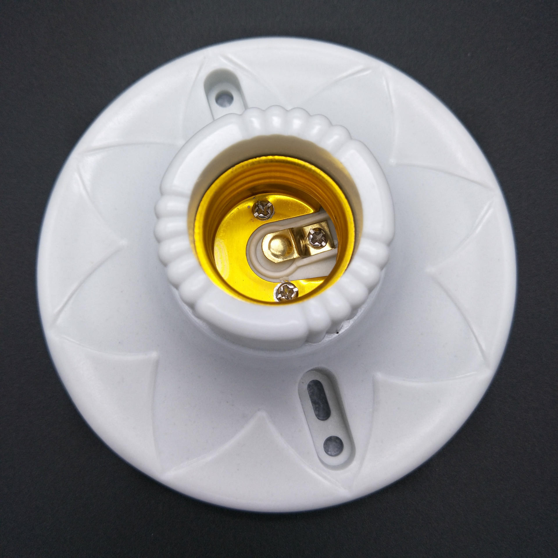 批发 加厚瓷白胶木平灯座 e27螺口特大平灯口 阻燃耐高温座灯口