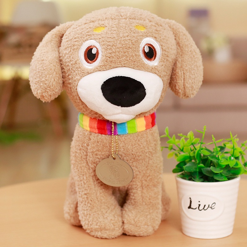 厂家批发彩巾狗公仔毛绒玩具狗年吉祥物爪机娃娃来图来样定制