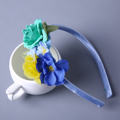 韩国发饰春季花朵新款纯手工布艺花朵复古发箍头扣发卡头饰花环