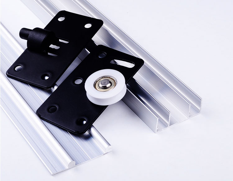 衣柜推拉门配件滑门轨道免开槽移门拉门滑轨柜门趟门轮上下轨导轨