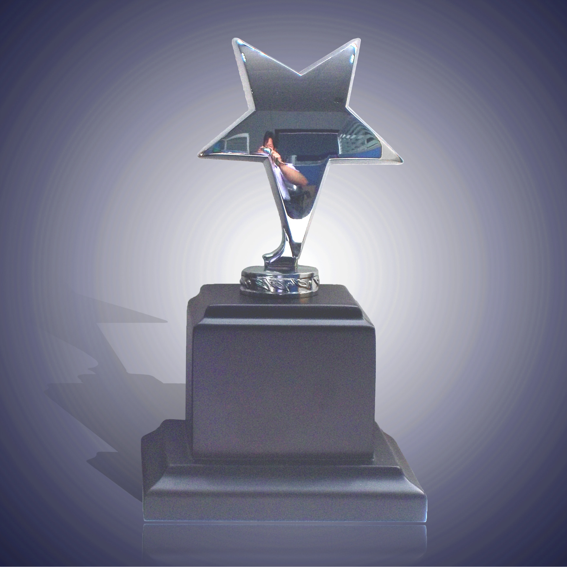 厂家定制高档木质底座奖杯 空白纪念奖杯 金属压铸锌合金星星奖杯-阿