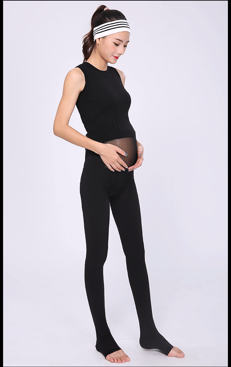 沸美 专业孕妇袜 医疗美腿裤高弹力预防下肢护腿托腹可调节连袜