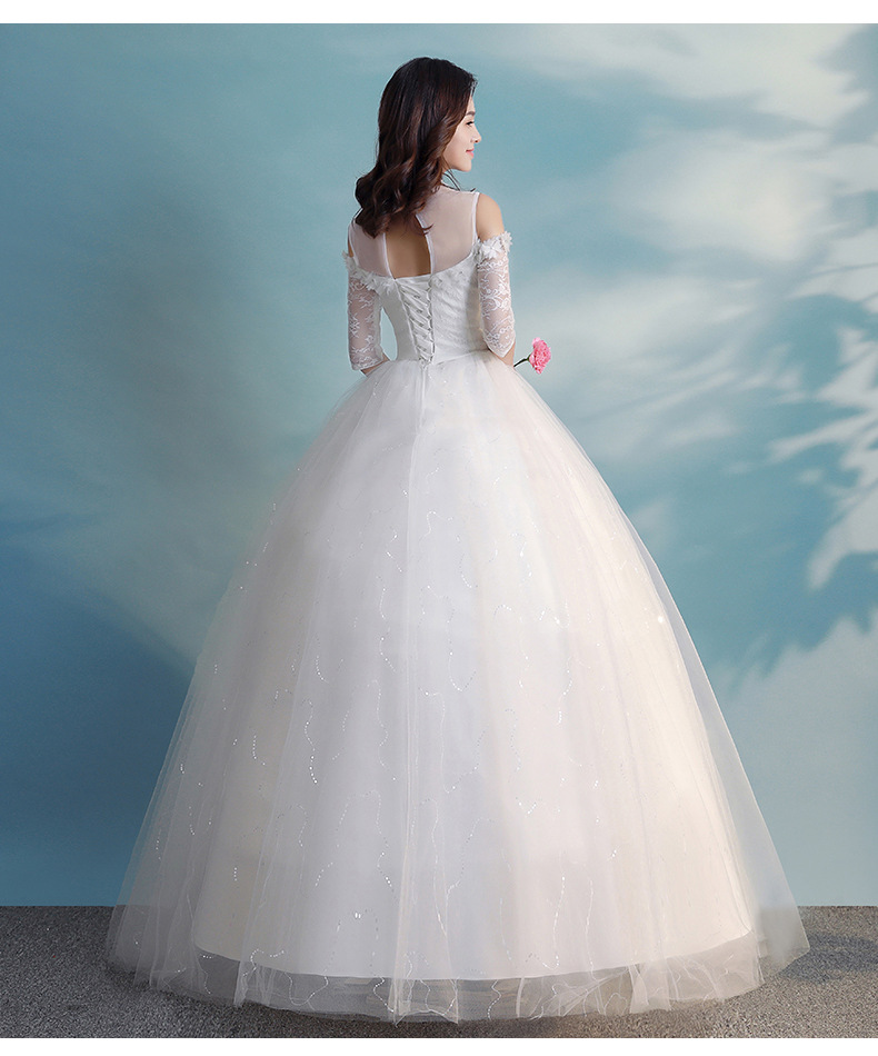 秋冬季新娘婚纱 3d立体裁剪时尚欧美后背绑带礼服 网纱新娘敬酒服