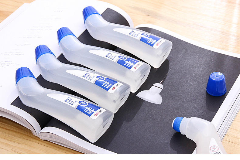 得力6360液体胶水 透明弯头胶水 海绵布胶头办公学生胶水100ml/瓶