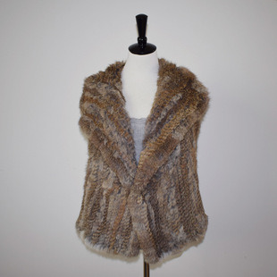 秋冬兔毛手工编织马甲皮草背心外贸爆款不规则马甲欧美时尚批发