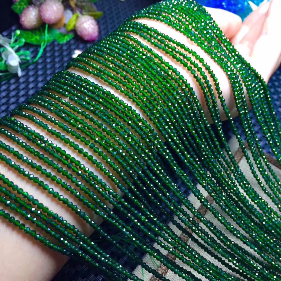 淘宝外卖绿砂石切面半成品绿沙石圆珠diy手链项链毛衣链流苏 批发