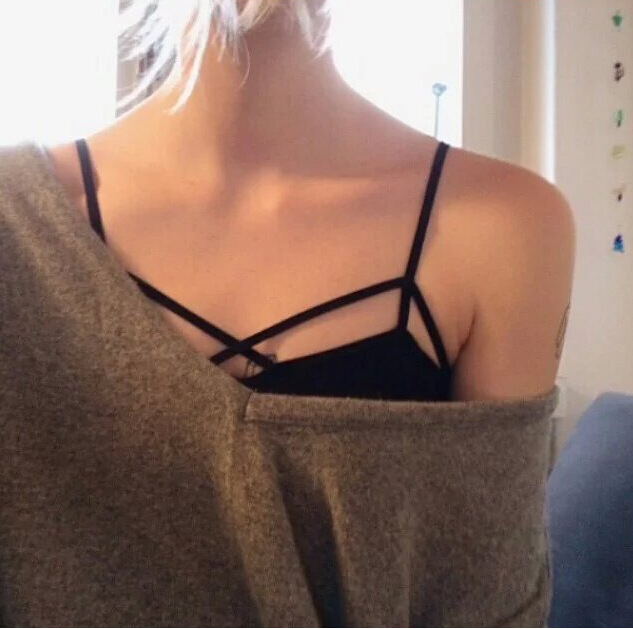 欧美胸前交叉绑带裹胸短款露脐小吊带性感小背心女抹胸有胸垫背心