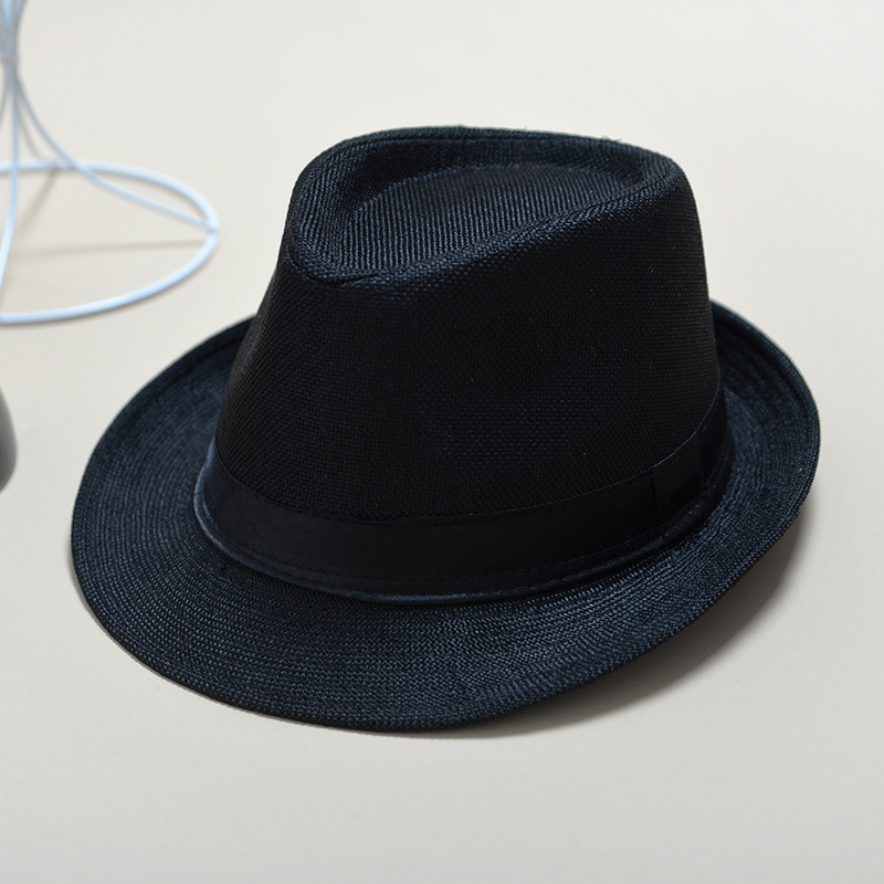 Cotton Linen Fabric Panama Solid Color Billycock Fedora Hat Sun Hat Men's Ladies Couple British Sun Hat