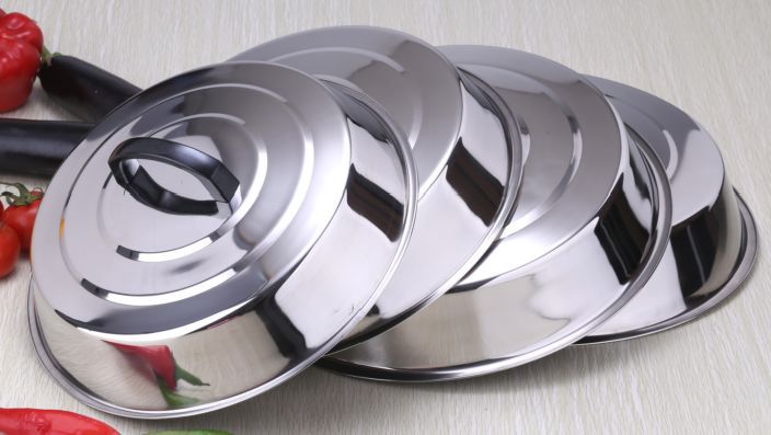 全钢盖加厚炒锅盖子特大鼎盖 新款加厚无磁不锈钢锅盖特厚鼓盖