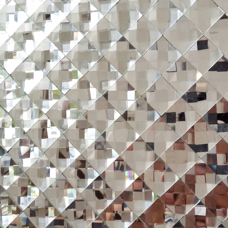 镜面玻璃13面无缝密拼闪钻马赛克玻璃拼图背景墙装修工程ktv收银