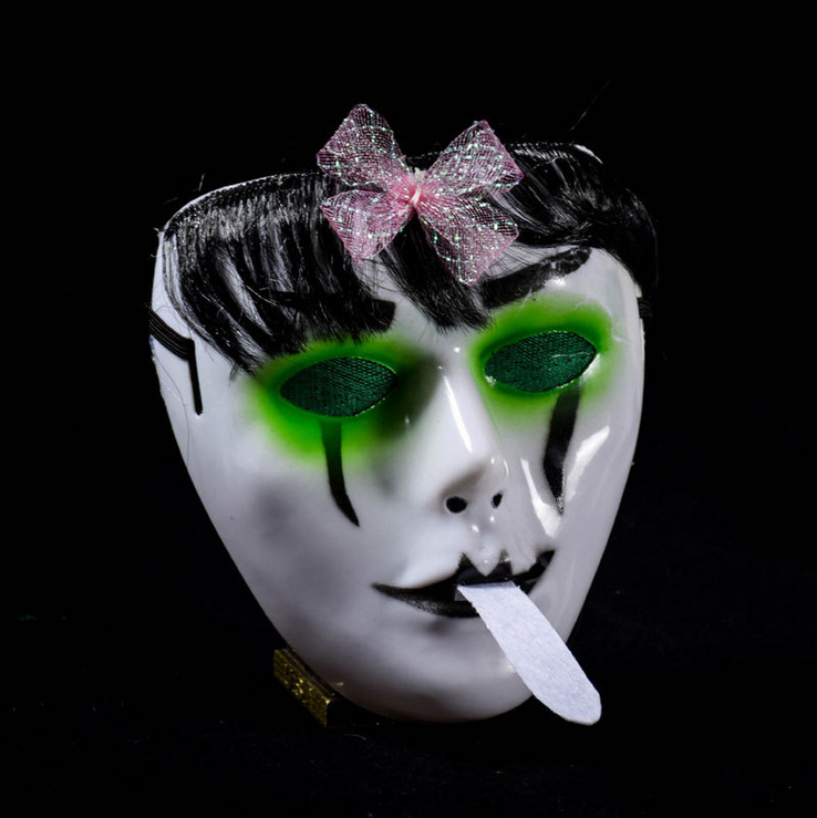 新款街舞男女带假发鬼脸面具 恐怖丧尸僵尸面具鬼节装扮道具面具