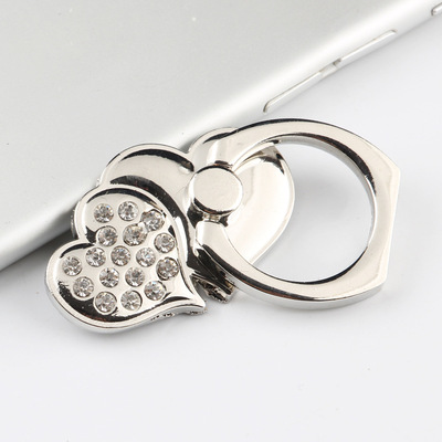 新款爱心金属指环扣 指环扣镶钻 360度旋转时尚潮流手机通用支架