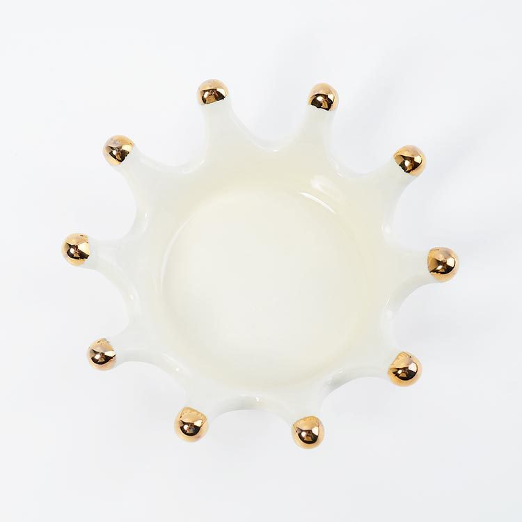 Nordic Style Creative Crown Gold Outline Ceramics Saucer Dim Sum Dish Seasoning Dish Jewelry Ring Tray Decoration Ornaments