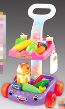 儿童过家家厨房玩具仿真超市水果蔬菜购物手推车带灯光音乐