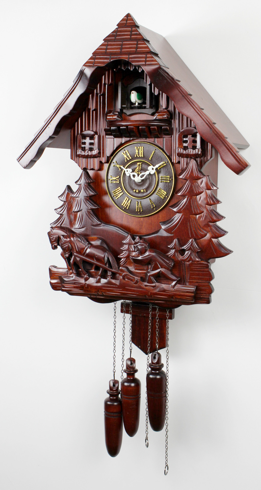 亚马逊欧式复古木制咕咕钟 整点报时布谷鸟钟 实木高档创意挂钟