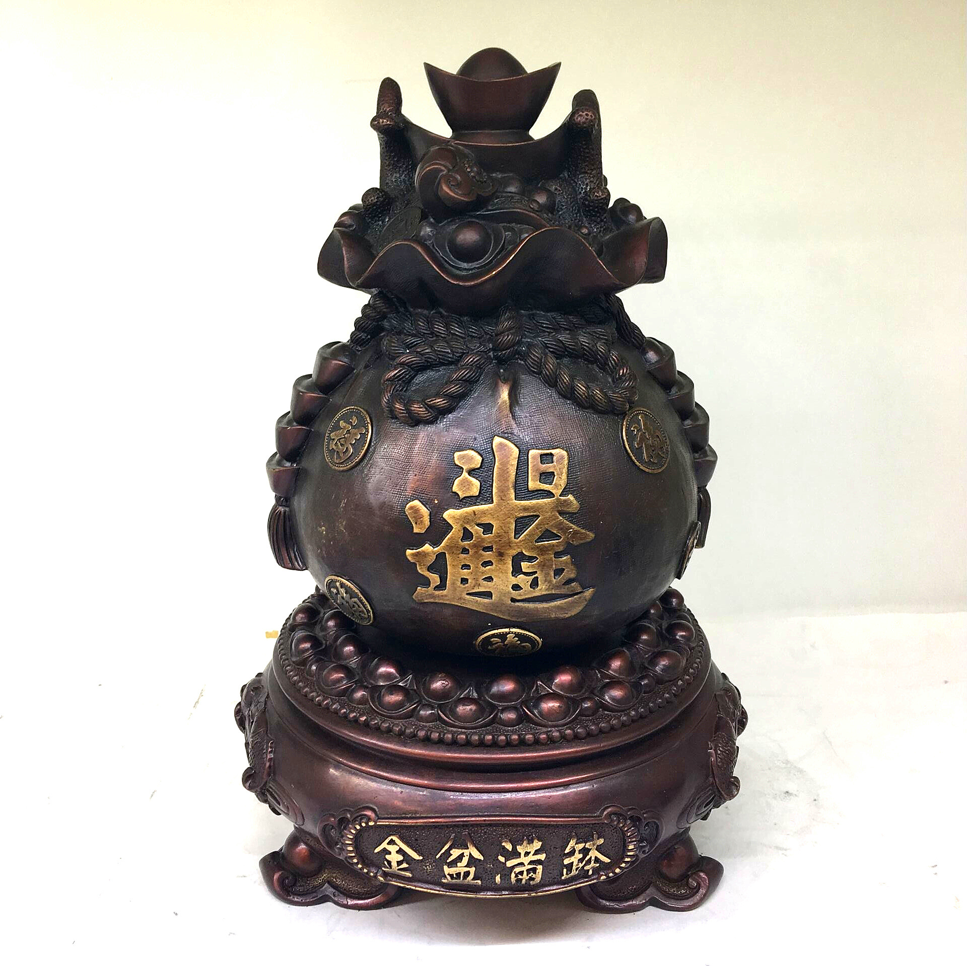 开光纯铜风水摆件时来运转代代有财金盆满钵聚宝盆家居办公室商铺