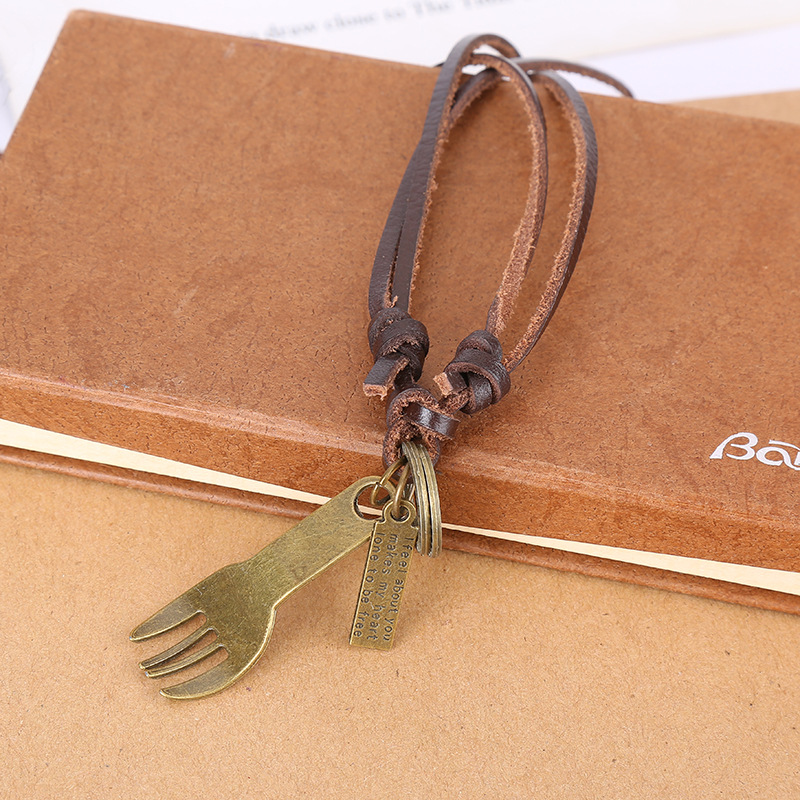 外贸出口项链欧美新款复古头层牛皮项链时尚百搭皮质项链男女通用