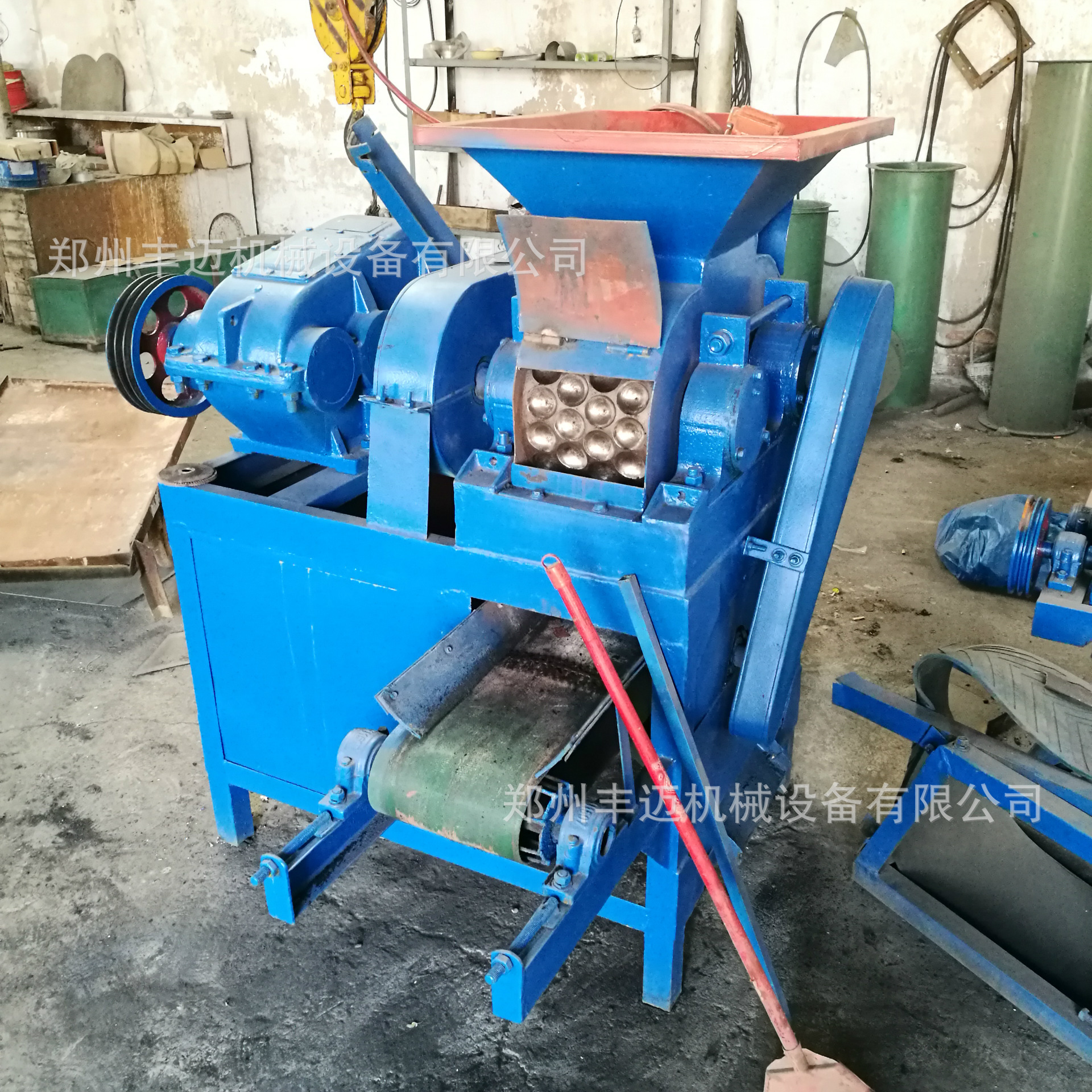 对辊挤压式制球机 煤球生产机械 液压强力对辊压球机成套设备