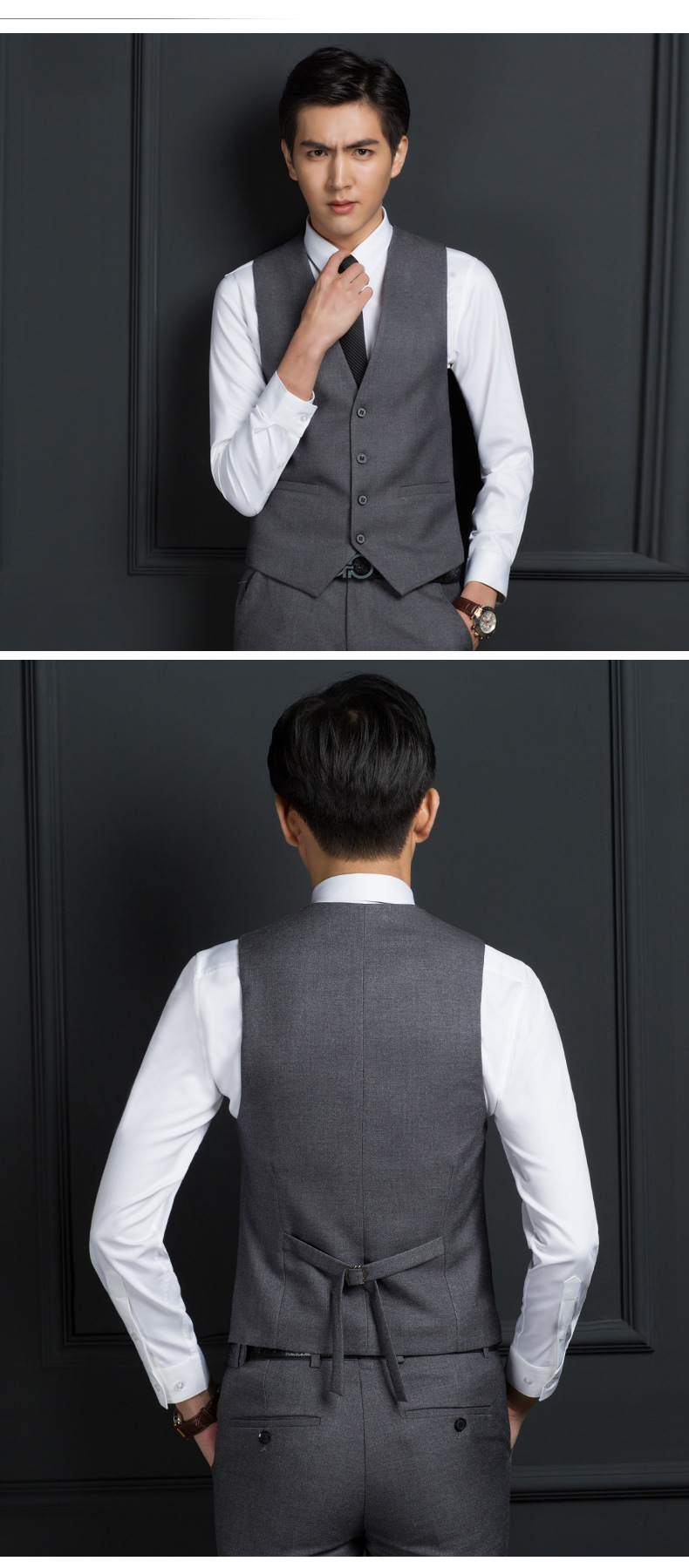 霸王车春秋款男式西装马甲韩版修身结婚礼服背心休闲西装时尚马夹