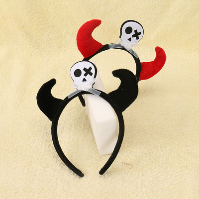 2017欧美新款万圣节搞怪创意发箍头饰瞎眼海盗恶魔角儿童礼物发饰