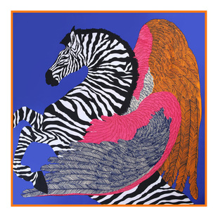 厂家直销专柜新款图腾斑马羽毛翅膀100cm斜纹绸丝巾围巾女士方巾