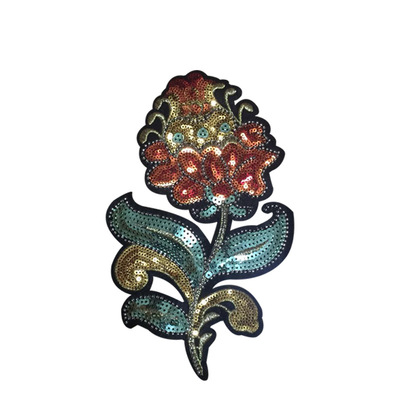 新款手工加珠子亮片布贴 石榴花布贴补丁贴 刺绣贴 diy服装辅料