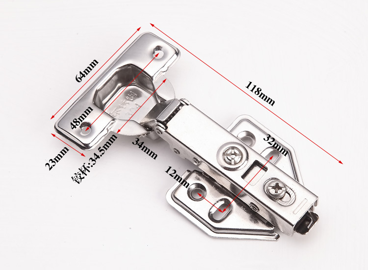 不锈钢半盖中弯大弯缓冲脱卸液压阻尼橱柜衣柜门铰链飞机合页