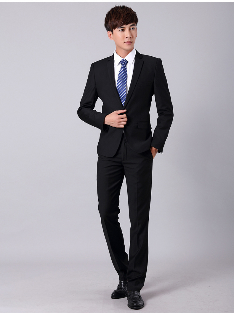 2018春季商务宴会男式西服套装修身男西装套装工作白领男士职业装