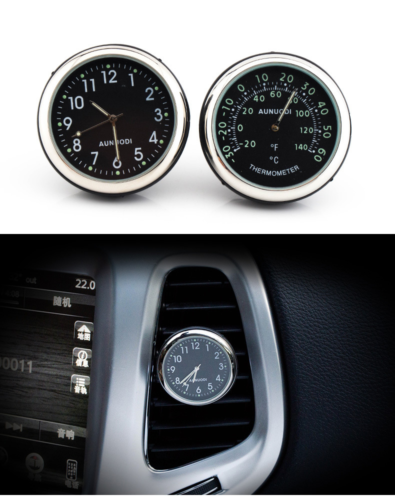 车载温度计夜光汽车时钟车用电子表车内钟表时间表钟石英表电子钟