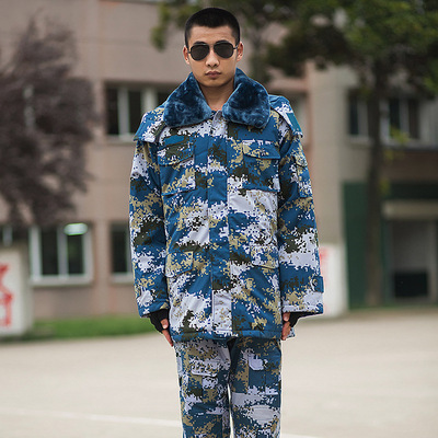 厂家直销海洋迷彩服作训棉大衣男士冬季加厚迷彩温区军大衣代发