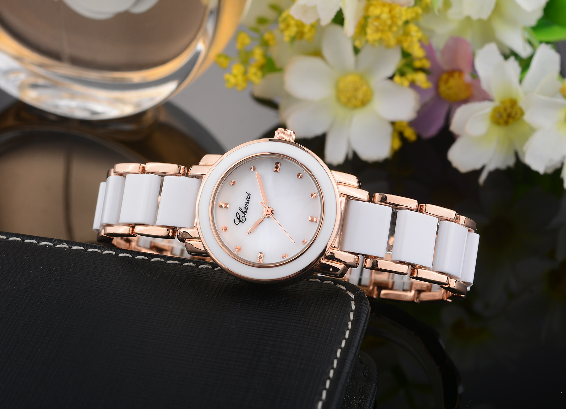 女表批发晨曦品牌手表贝壳面时装腕表陶瓷石英表chenxi watch301a