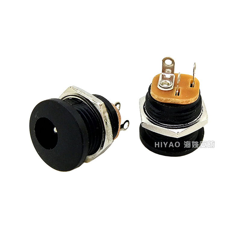 供应优质 dc电源母座5.5*2.1mm 12v母头螺母丝插头护套电源头焊接