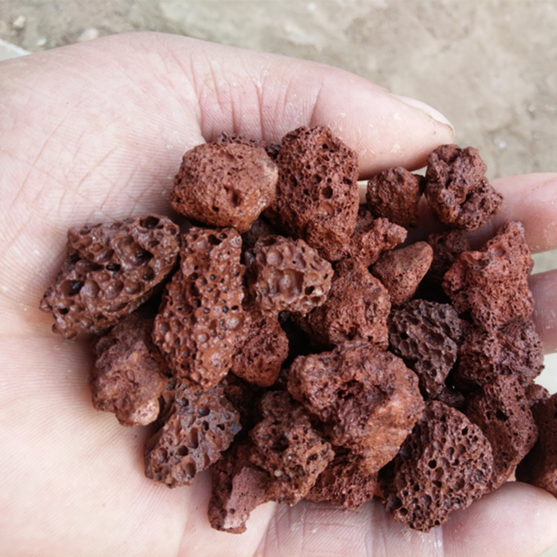 红色火山石颗粒 大块火山石 园林造景铺路多肉栽培基质用火山岩