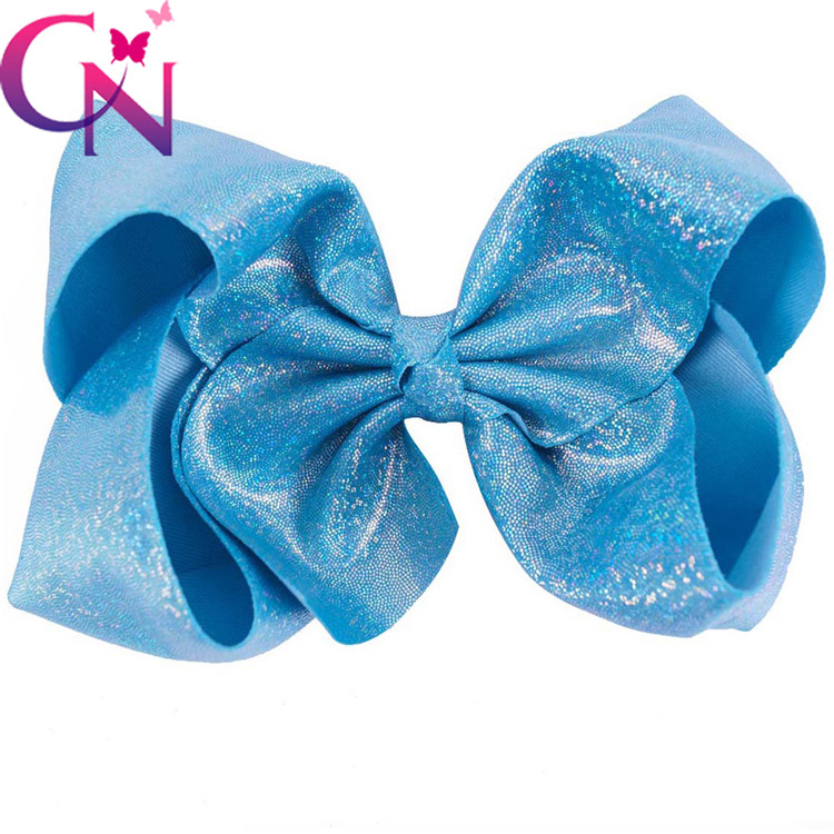 跨境爆款 jojo儿童蝴蝶结发夹 镭射亮片蝴蝶结大尺寸手工发饰批发