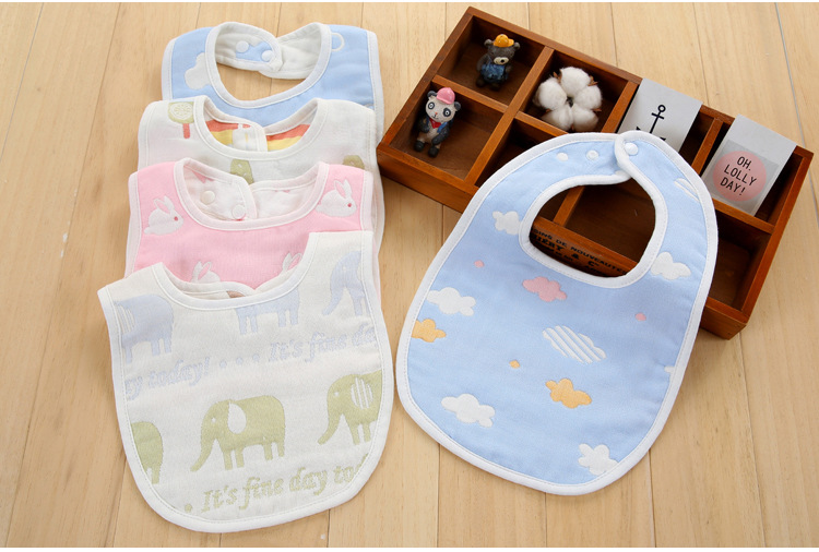 婴幼儿围嘴纯棉六层纱布口水巾柔软吸水不掉毛u型纱布围嘴