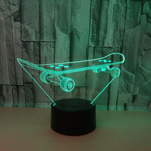 新款滑板车3D小夜灯 七彩触控遥控LED 3D台灯 USB供电七彩小台灯