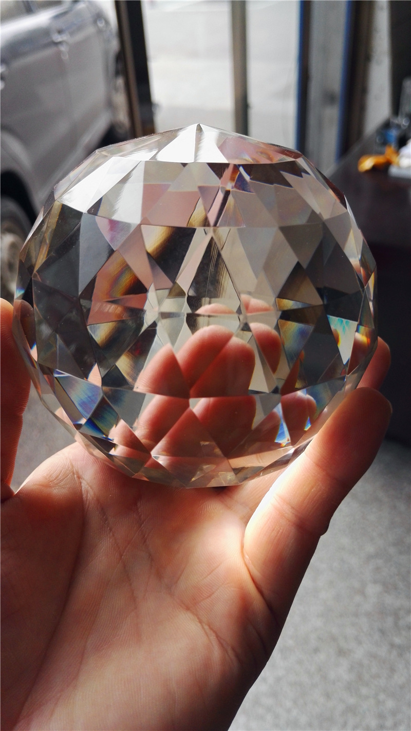 20200mm水晶玻璃灯饰球多切面蜂窝面打孔球crystalfacetedball