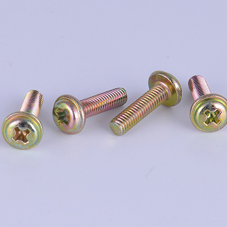 电子螺丝_厂家直销 电器电子螺丝 家电小螺钉 圆头带垫十一字机牙 -