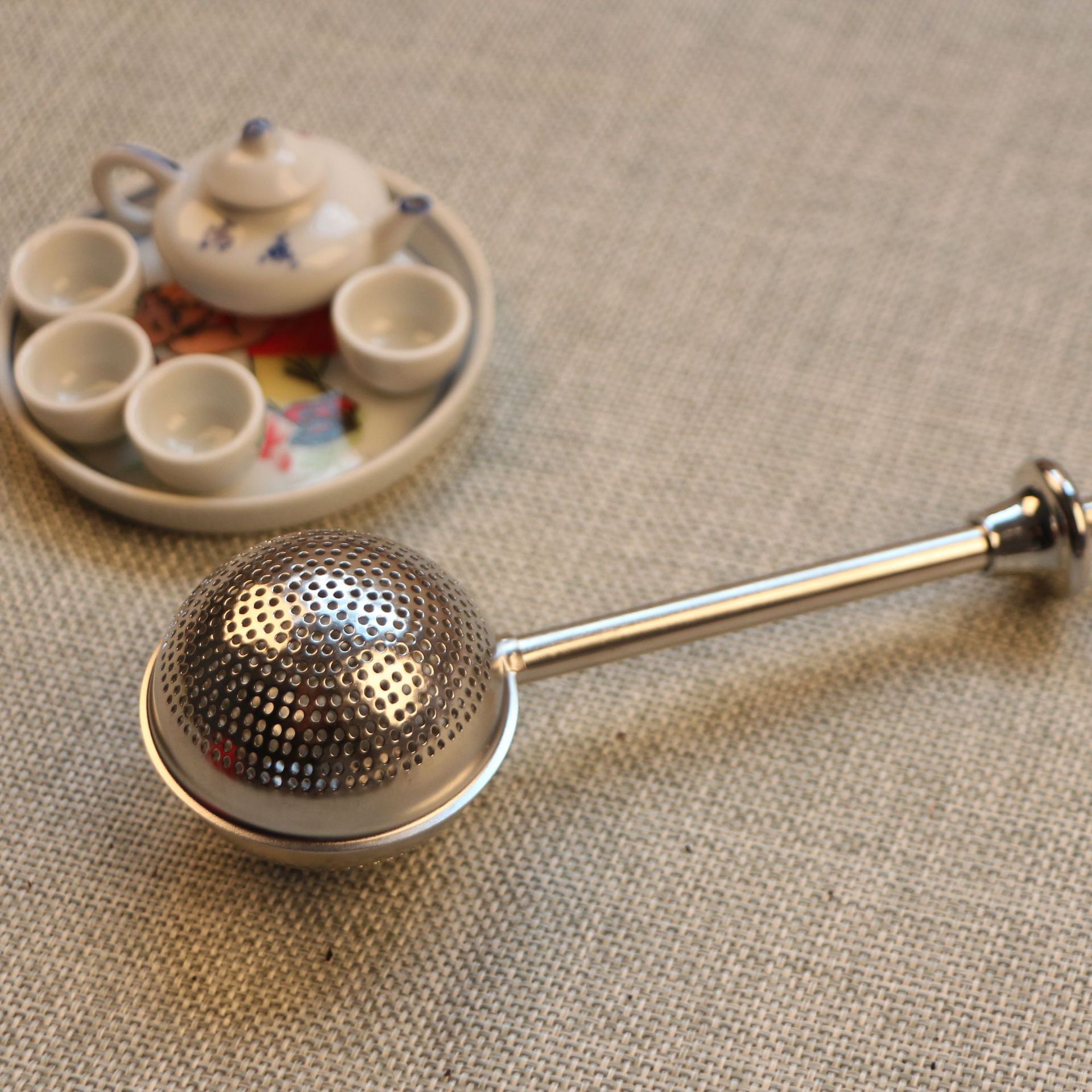 厂家不锈钢伸缩茶球隔 现货按压式便利虑茶器 圆形茶球漏泡茶具