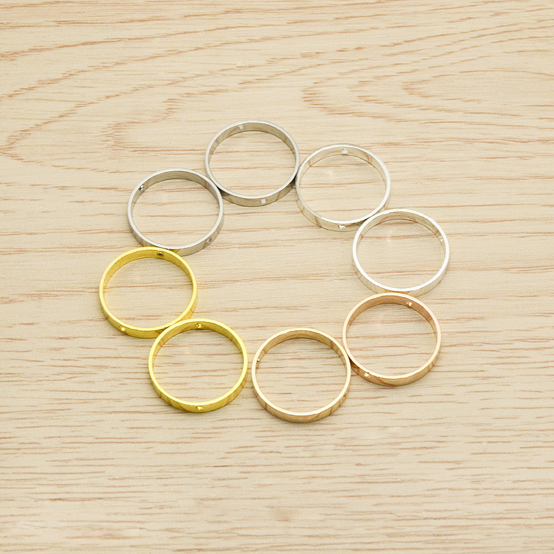 19*3mm环保电镀多色双孔圆形可穿珠铜圈耳环项链吊坠饰品配件